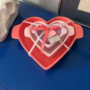 Rae Dunn Valentine’s Day Set of Three Oh La La Heart Shaped Baking Dishes